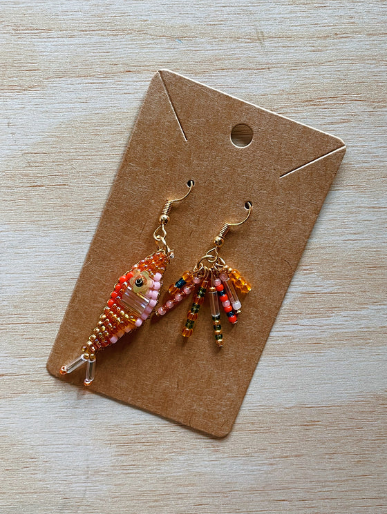 Hand Beaded Earrings - One of a Kind (the fancy fish set)