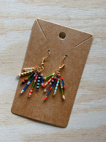  Hand Beaded Earrings - One of a Kind (Black, blue, green, pink, red, neon)